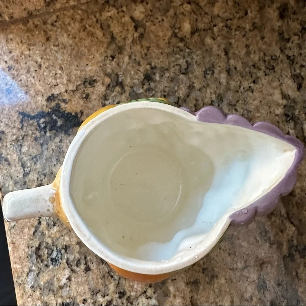 Vintage creamer basket weave fruit cottage core pitcher - Picture 7 of 8